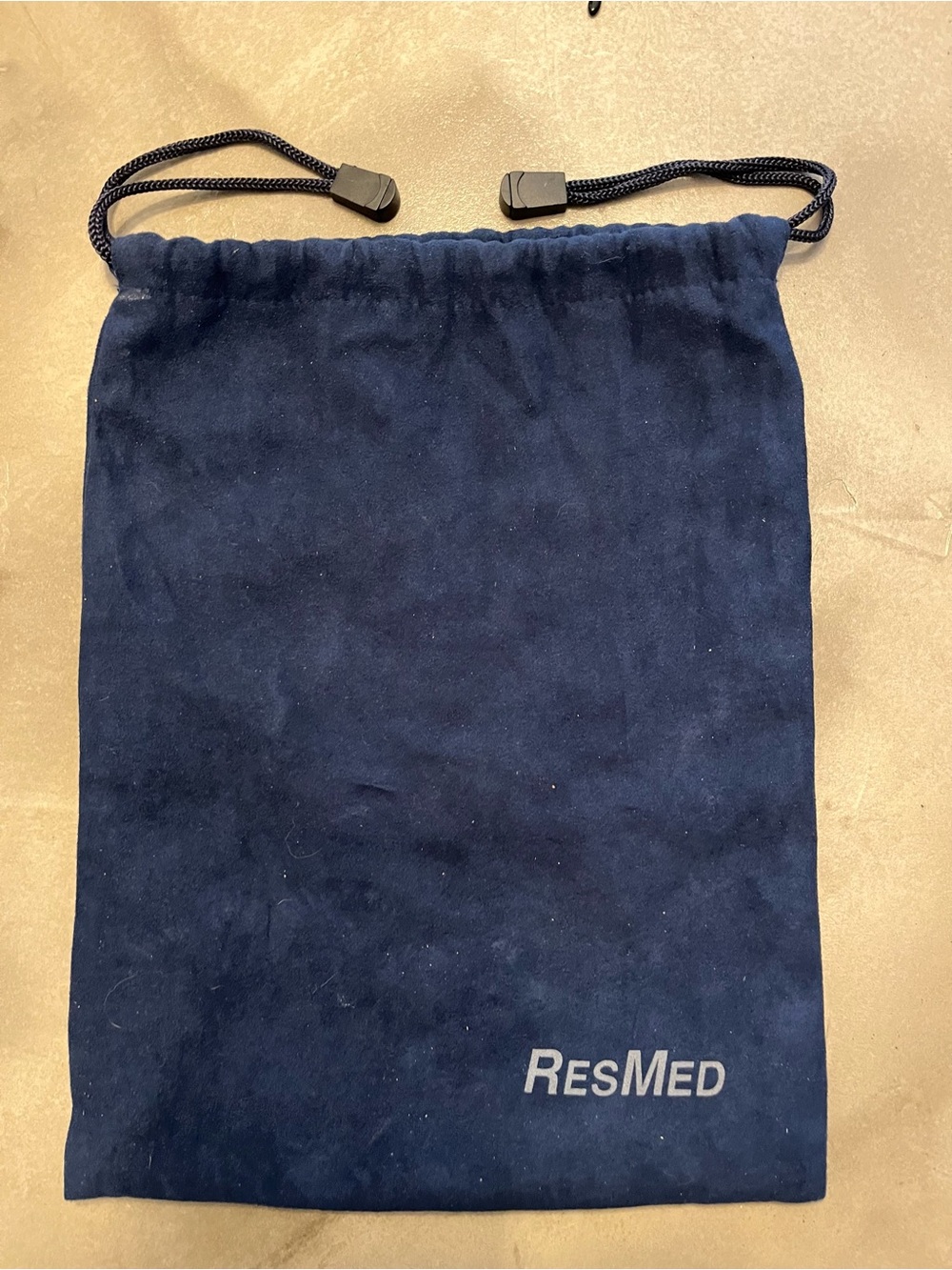 ResMed Blue Cotton Velour Drawstring Travel/Tote Storage Bag